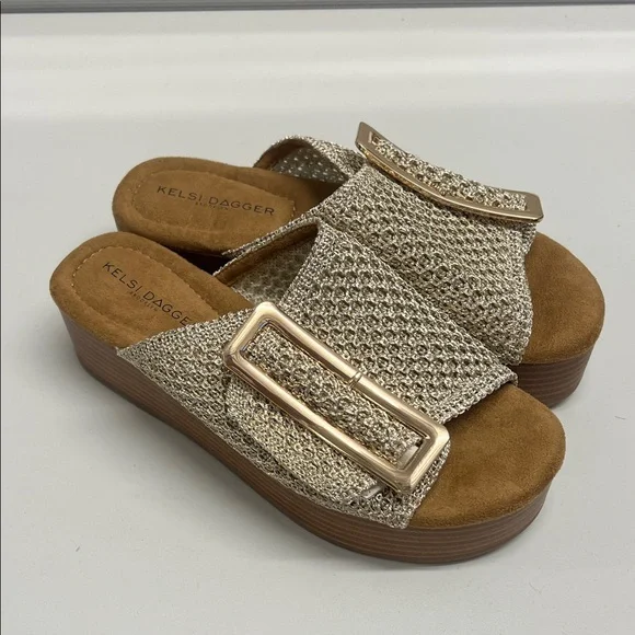 Kelsi Dagger Women's Gold Buckle Mules - Picture 1 of 3